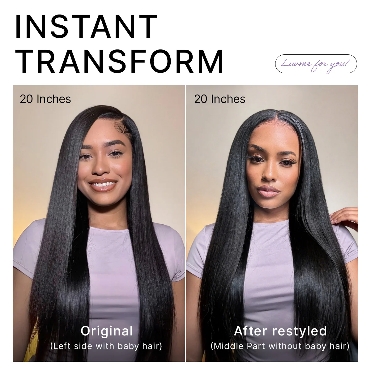 US Only | Luvme All-Day Comfort™ Wig 180% / 250% Density Bone Straight with Baby Hair PartingMax Glueless 7x6 Closure HD Lace Wig Pre-Cut Lace - Image 6
