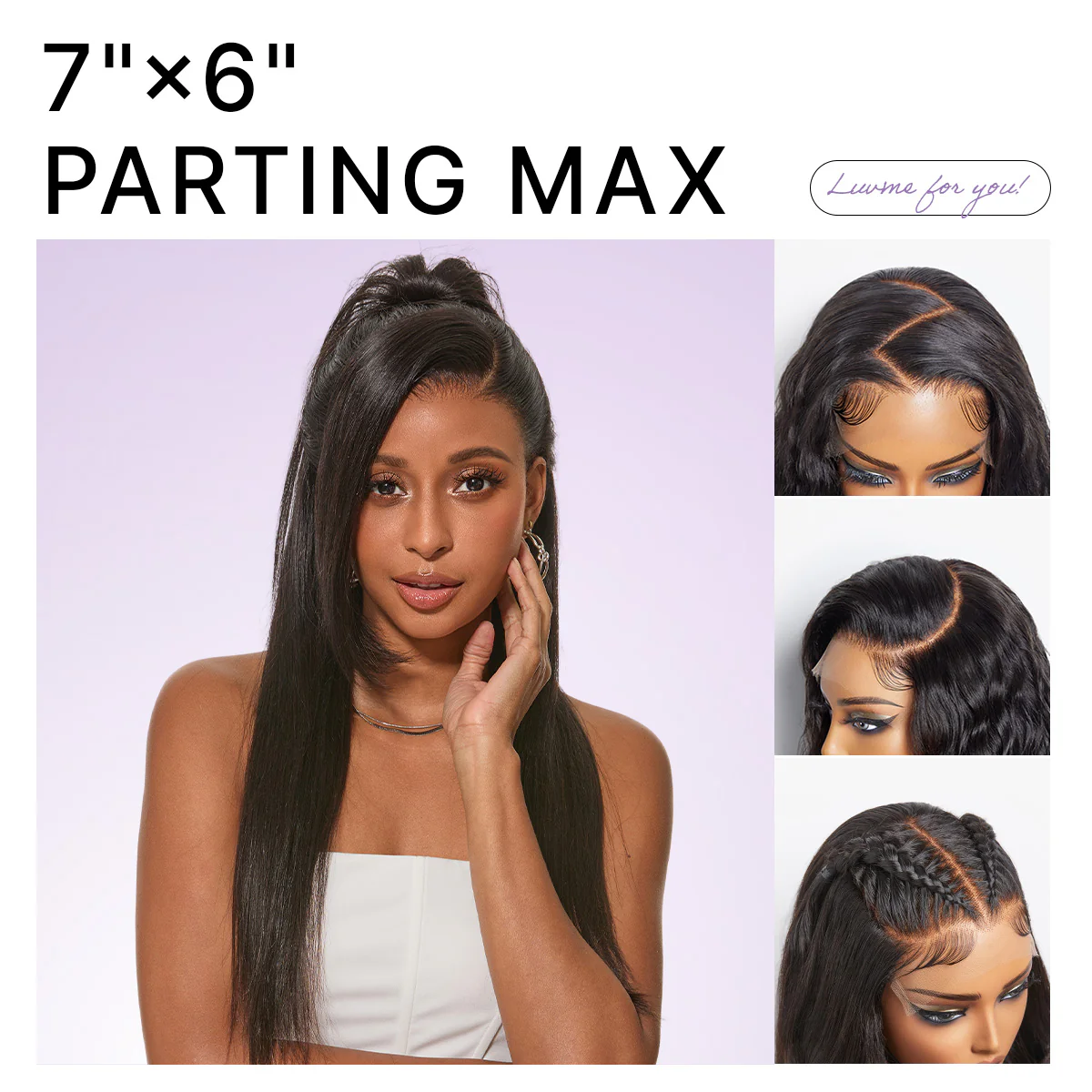US Only | Luvme All-Day Comfort™ Wig 180% / 250% Density Bone Straight with Baby Hair PartingMax Glueless 7x6 Closure HD Lace Wig Pre-Cut Lace - Image 9