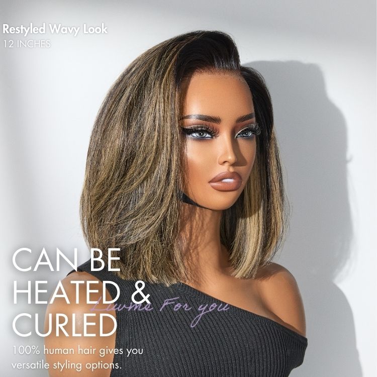 Luvme All-Day Comfort™ Wig Blonde Highlight Blunt Cut Bob Glueless Minimalist HD Lace Short Bob Wig Pre-Cut Lace - Image 4
