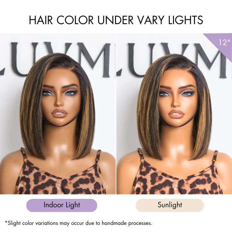Luvme All-Day Comfort™ Wig Brown Highlight Blunt Cut Bob Glueless Minimalist HD Lace Wig Pre-Cut Lace - Image 7