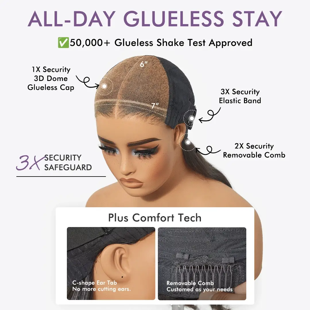 Luvme All-Day Comfort™ Wig 180% Density Butterfly Cut Layered Loose Body Wave Glueless 7x6 Closure HD Lace Human Hair Wig Pre-Cut Lace - Image 11