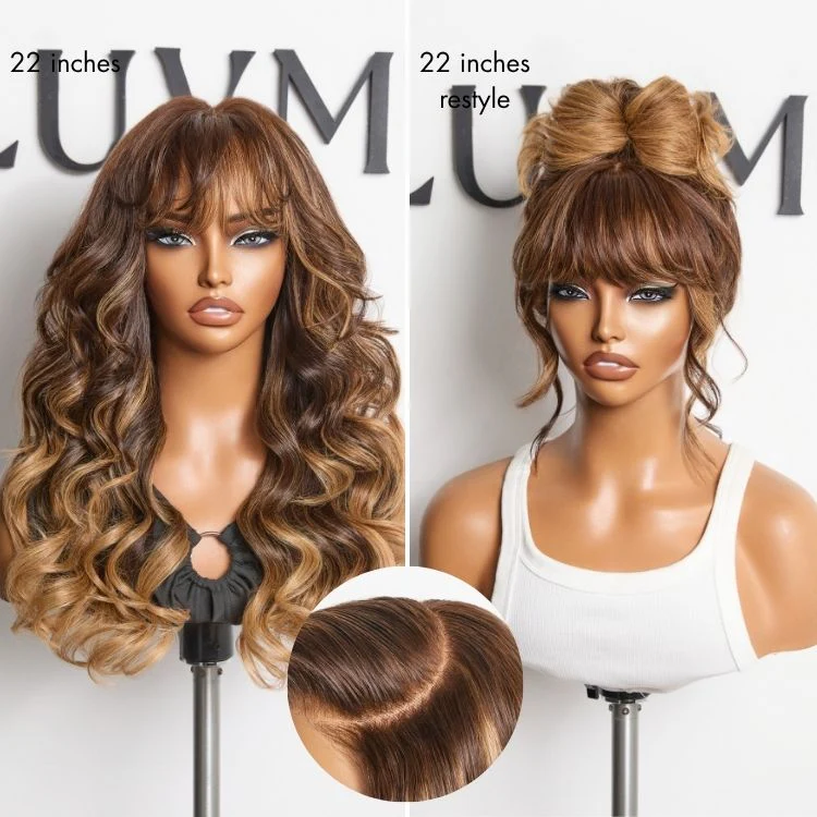 Luvme All-Day Comfort™ Wig 180% Density Loose Body Wave Glueless 7x6 Closure HD Lace Human Hair Wig with Bangs Pre-Cut Lace - Image 16