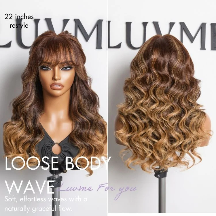 Luvme All-Day Comfort™ Wig 180% Density Loose Body Wave Glueless 7x6 Closure HD Lace Human Hair Wig with Bangs Pre-Cut Lace - Image 17
