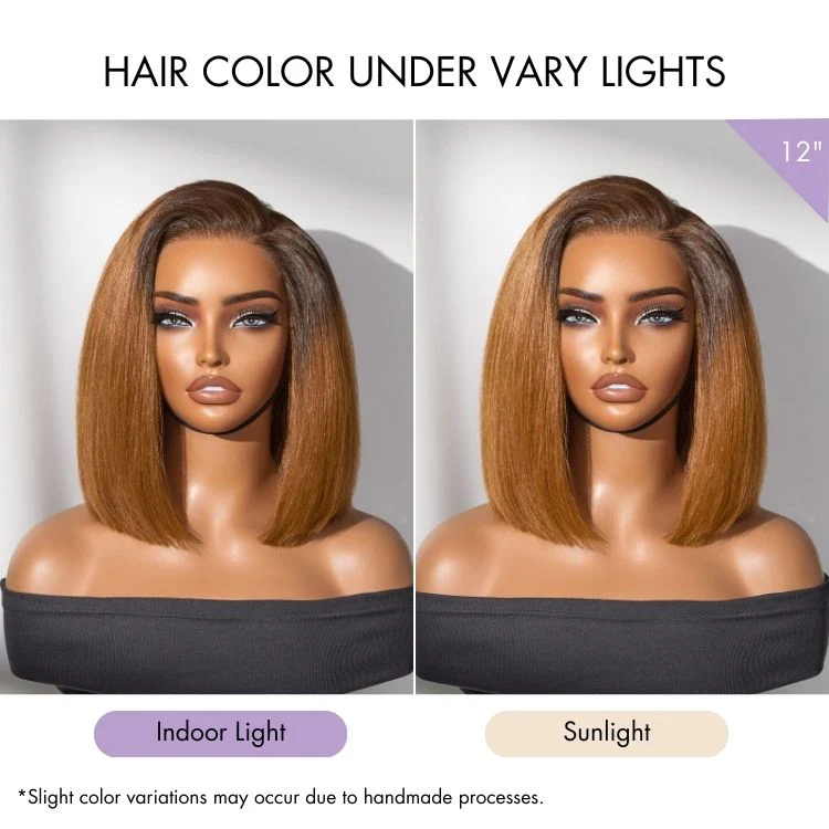 Luvme All-Day Comfort™ Wig Ombre Ginger Blunt Cut Bob Glueless Minimalist HD Lace Wig Pre-Cut Lace - Image 5