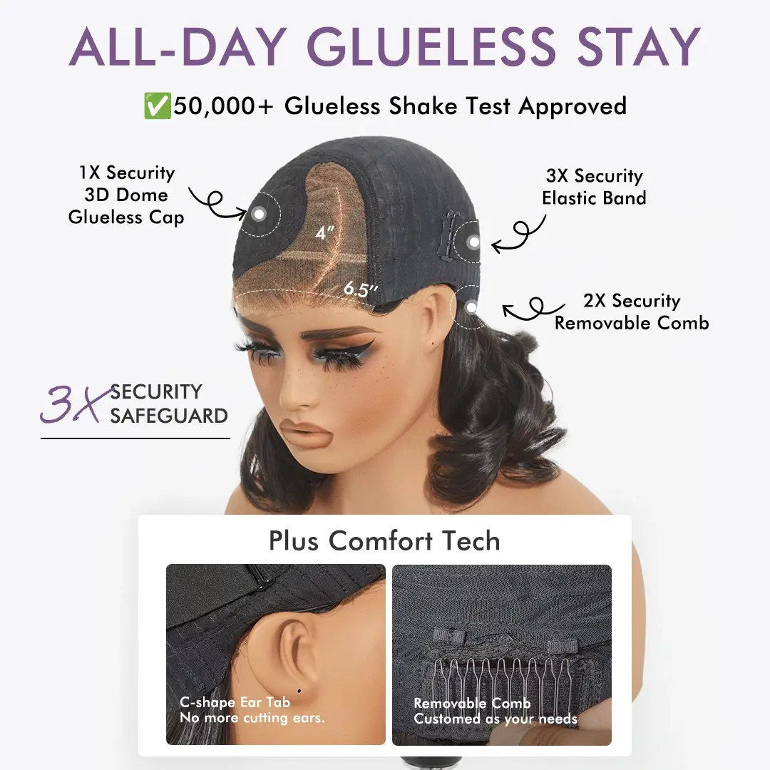 Luvme All-Day Comfort™ Wig Ombre Ginger Blunt Cut Bob Glueless Minimalist HD Lace Wig Pre-Cut Lace - Image 7