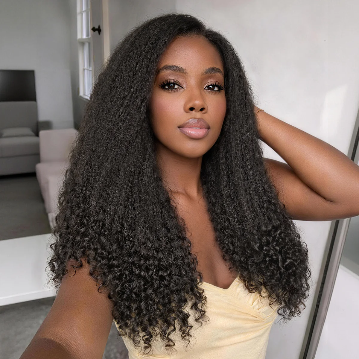 Luvme All-Day Comfort Wig PartingMax Natural Black Kinky Straight to Curly 7x6 Closure HD Lace Glueless Wig Pre Cut Lace - Image 5