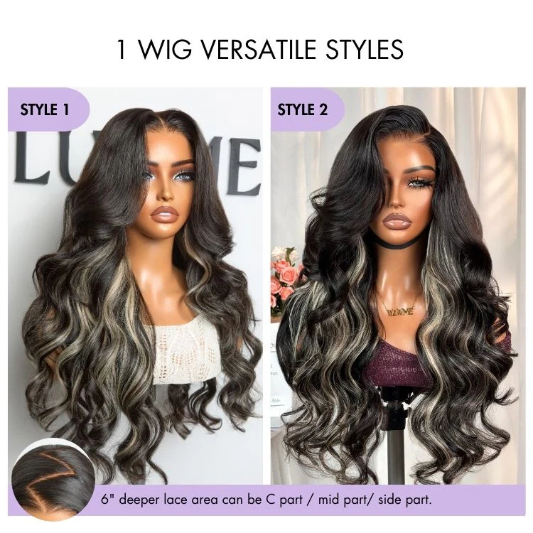 Luvme All-Day Comfort™ Wig 180% Density Platinum Blonde Highlight Loose Body Wave Glueless 7x6 Closure HD Lace Wig Pre-Cut Lace - Image 7