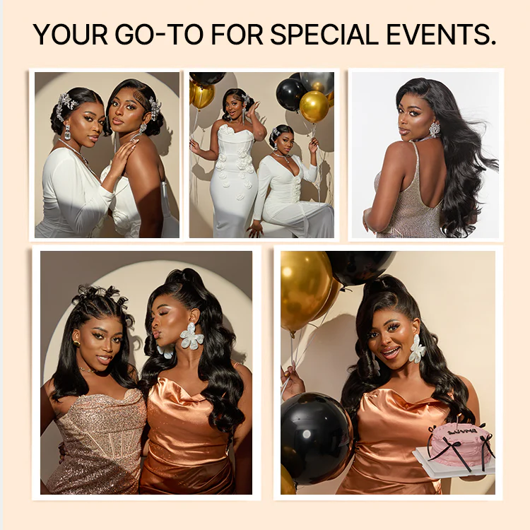 Luvme Hair-NatureMAX™ 200% Density Ombre Brown / Natural Black Loose Wave Glueless 13x6 / 13x4 HD Lace Front Wig Human Hair Pre-Cut Lace Flexi-Fit Drawstring Cap - Image 8