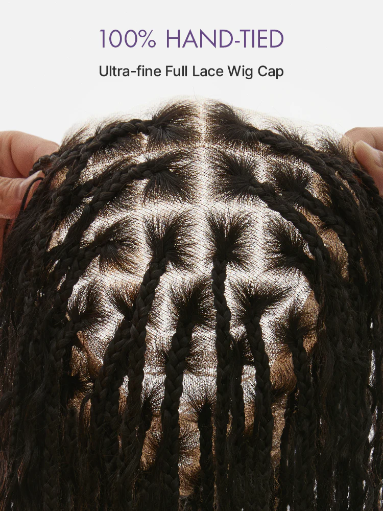 Luvme Hair-OwnScalp™  Light Weight Flexi-Fit Invisi Drawstring Cap Full Lace Knotless Boho Curls Braided Long Wig Super Natural Scalp Pre-Cut Lace - Image 3