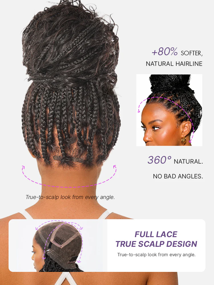 Luvme Hair-OwnScalp™  Light Weight Flexi-Fit Invisi Drawstring Cap Full Lace Knotless Boho Curls Braided Long Wig Super Natural Scalp Pre-Cut Lace - Image 8