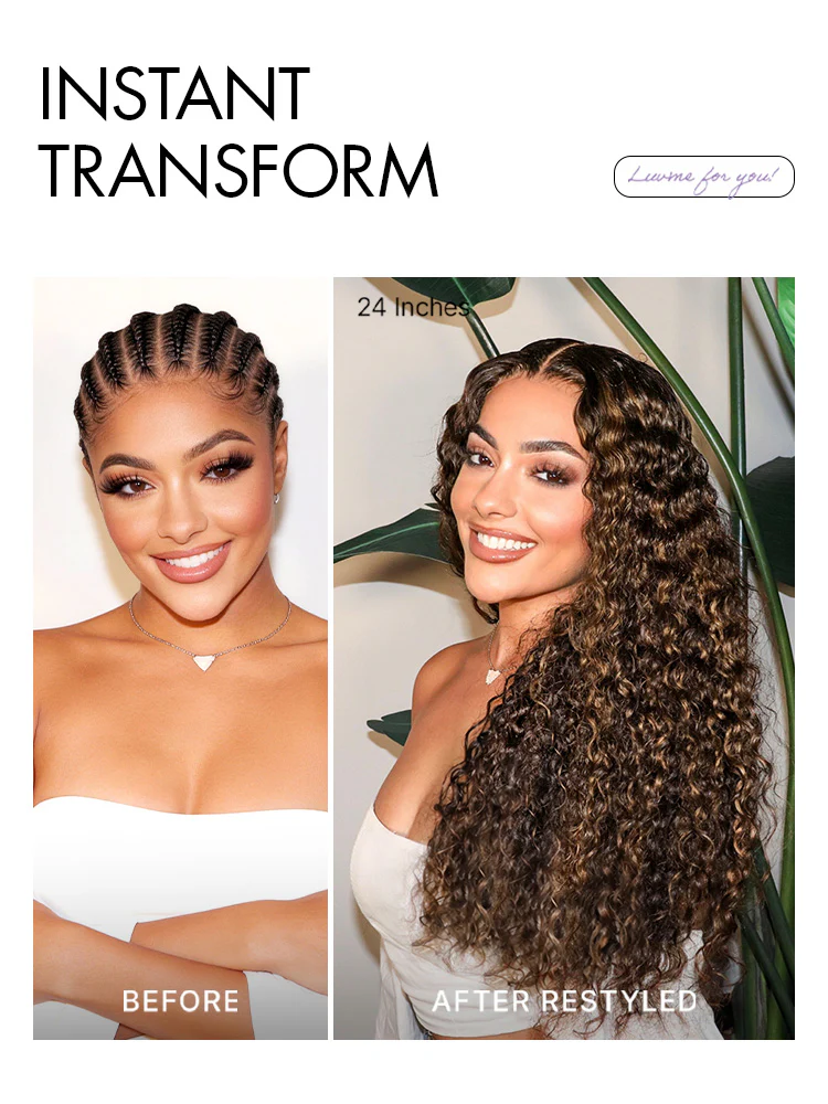 Luvme All-Day Comfort™ Wig PartingMax Brown Highlights Funmi Curly 7x6 Closure HD Lace Glueless Wig Pre Cut Lace - Image 6