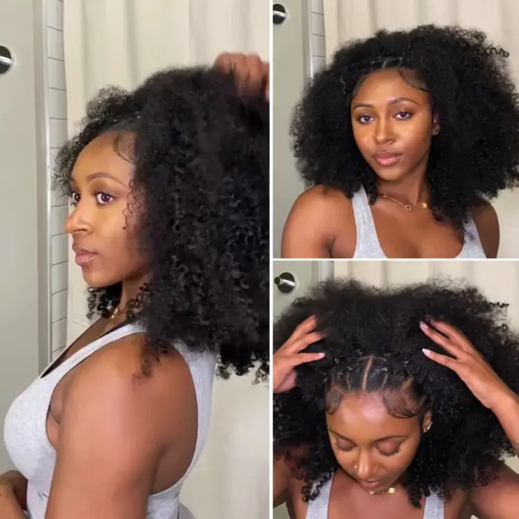 Luvme Too Easy Texture™ 3-In-1 Half Wig 180% Density Kinky Curly / Yaki Straight Glueless Flexi-Fit Drawstring Wig - Image 2