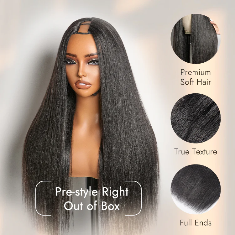 Luvme Too Easy Texture™ Wig 180% Density Kinky Curly / Yaki Straight Glueless V Part Flexi-Fit Drawstring Wig - Image 13