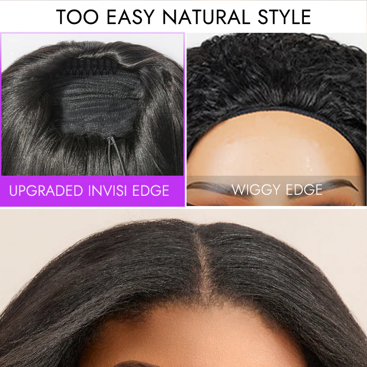 Luvme Too Easy Texture™ Wig 180% Density Yaki Straight Glueless Flexi-Fit Drawstring 3-In-1 Half Wig Human Hair - Image 4