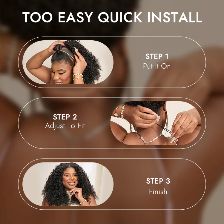 Luvme Too Easy Texture™ Wig 180% Density Yaki Straight Glueless Flexi-Fit Drawstring 3-In-1 Half Wig Human Hair - Image 8