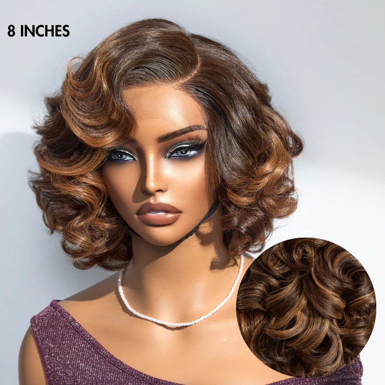 1 SEC INSTALL WIG | Mature Boss Brown Ombre Highlight / Natural Black Loose Wave Glueless Minimalist HD Lace Wig Pre-cut Lace - Image 5