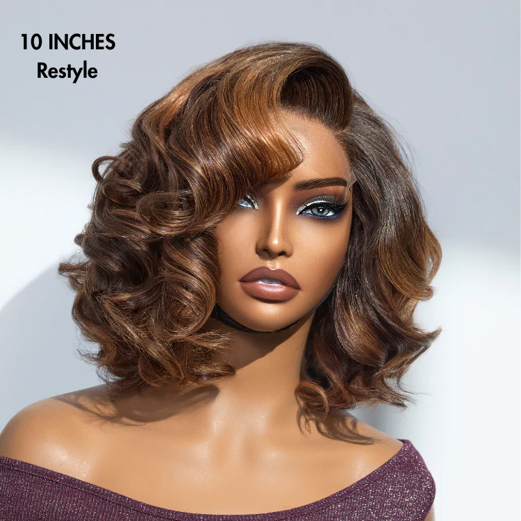 1 SEC INSTALL WIG | Mature Boss Brown Ombre Highlight / Natural Black Loose Wave Glueless Minimalist HD Lace Wig Pre-cut Lace - Image 6