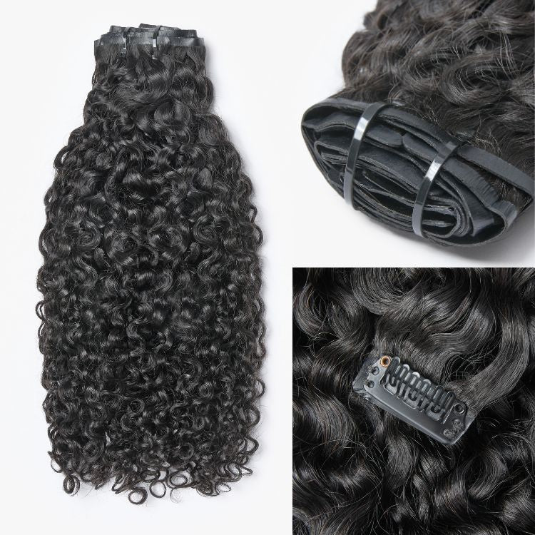 Messy Burmese Curly Seamless Clip in Extensions Real Human Hair Pieces 135g 9pcs / 7pcs with Free Gift - Image 3
