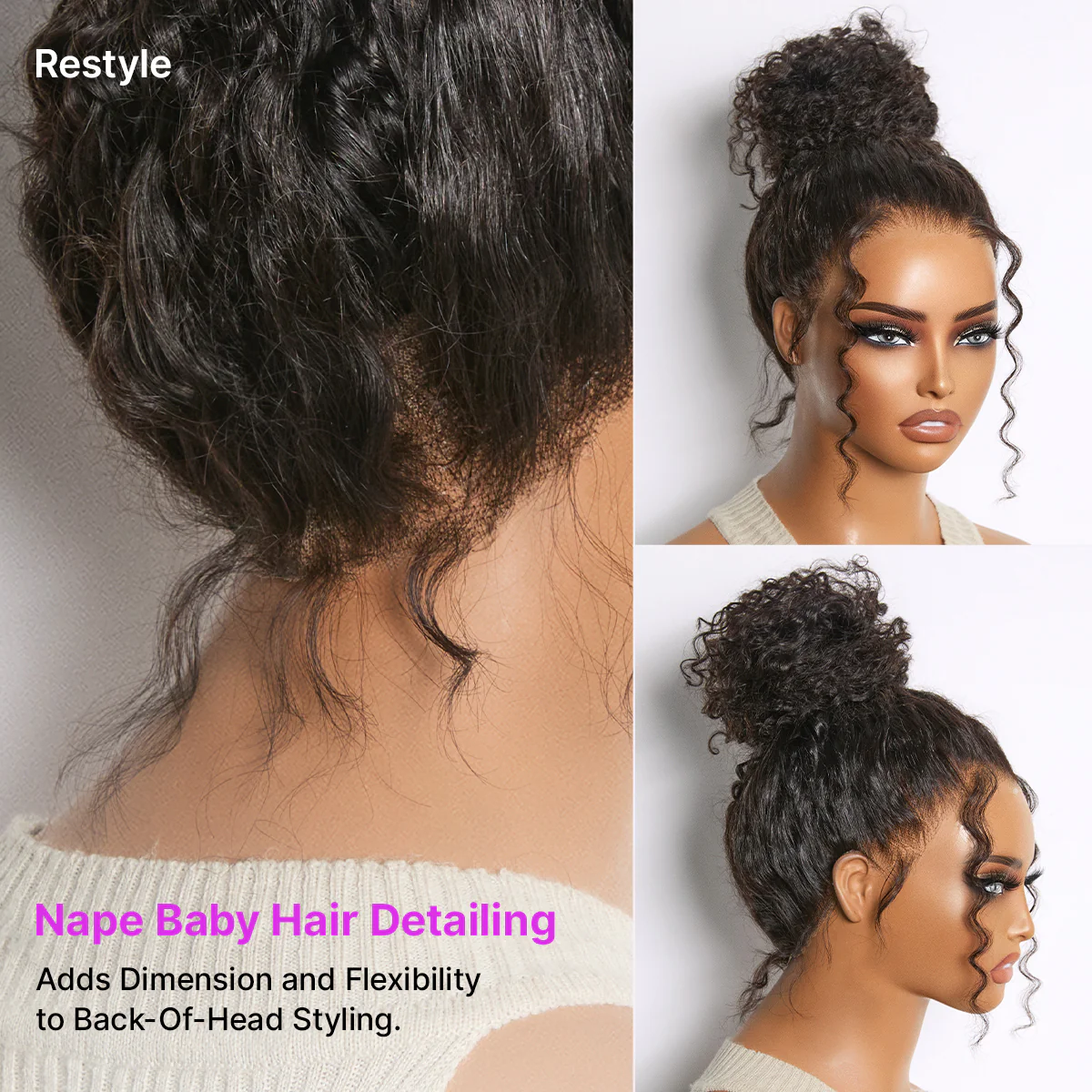 MyOwn-Fit™ 360 HD Lace Free Parting Water Wave Wig Flexi-Fit Invisi Drawstring Cap & Pre-Cut Lace - Image 2