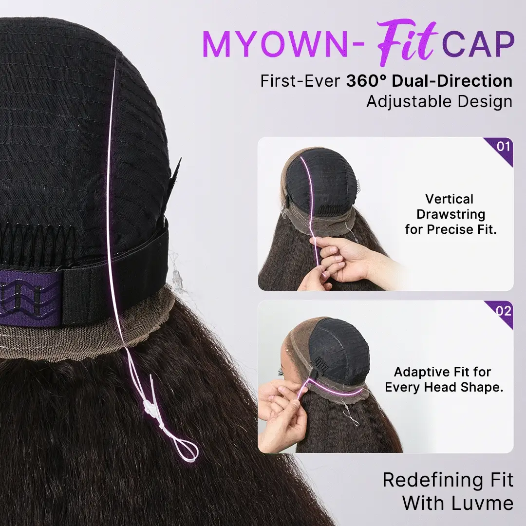 MyOwn-Fit™ 360 HD Lace Kinky Straight Wig Flexi-Fit Invisi Drawstring Cap & Pre-Cut Lace - Image 3