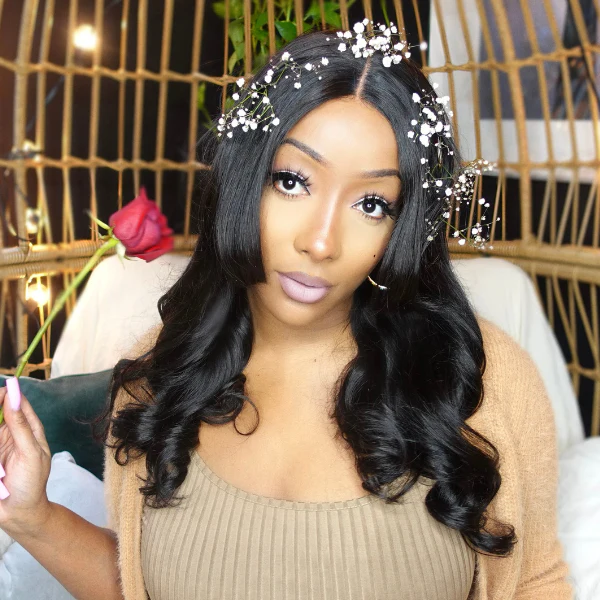 Natural Black Loose Wave Minimalist HD Lace Glueless Long Wig with Bangs - US Only - Image 5