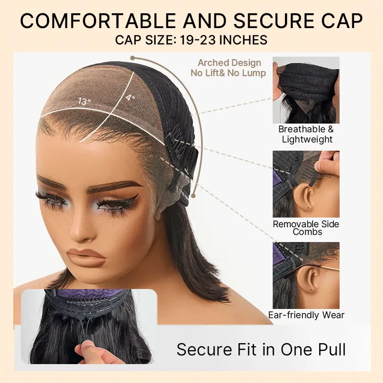 NatureMAX™ Silky Straight Glueless Ear-to-ear 13x4 HD Lace Front Wig Pre-Cut Lace - Image 6