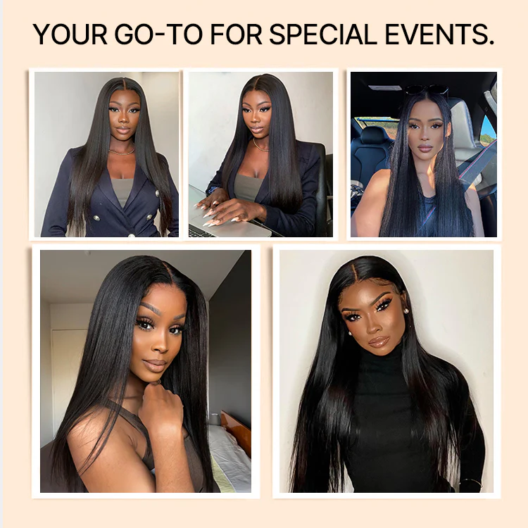 NatureMAX™ Silky Straight Glueless Ear-to-ear 13x4 HD Lace Front Wig Pre-Cut Lace - Image 7