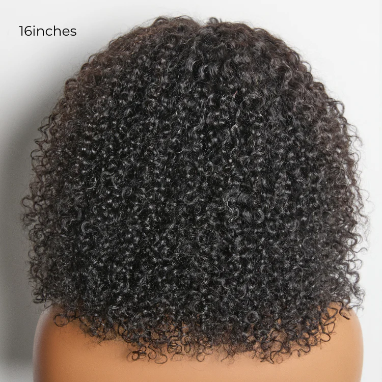 New Customers Only | Beginner Friendly 200% Density Glueless 5x5 Closure Pre-Cut Lace Afro Curly Wig Flexi-Fit Drawstring Cap - Image 9