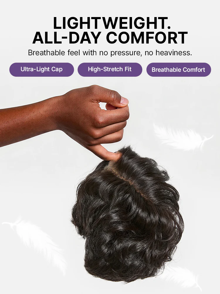 New Customers Only | Beginner Friendly Natural Black Lightweight Roll Curl Glueless Minimalist HD Lace Short Pixie Cut Wig Pre Cut Lace - Image 4