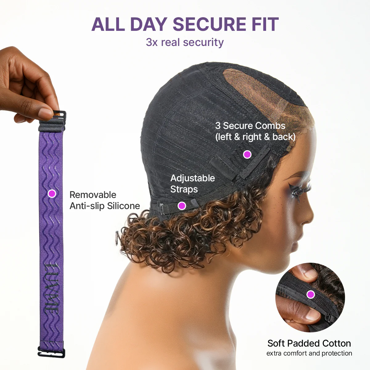New Customers Only | Brown Highlight / Natural Black Water Wave Pixie Cut Glueless Minimalist HD Lace Short Curly Wig - Image 11