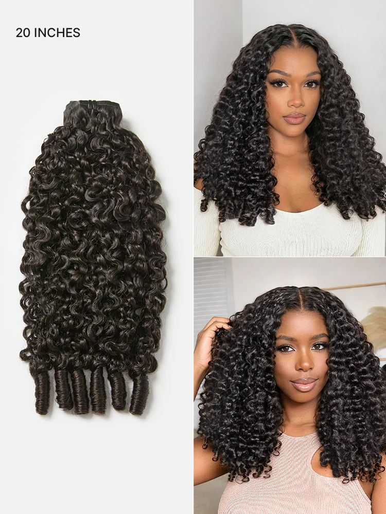 New Customers Only | Burmese Curly Finger Coil Ends Seamless Clip in Extensions Real Human Hair Pieces 135g 9pcs / 7pcs with Free Gift - Image 3