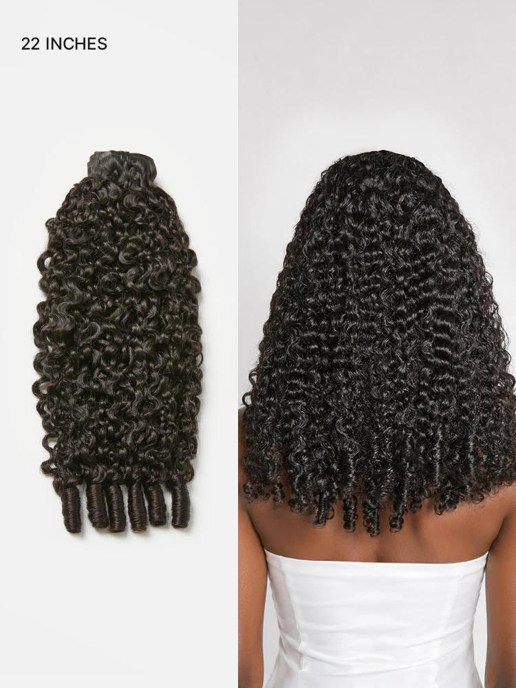 New Customers Only | Burmese Curly Finger Coil Ends Seamless Clip in Extensions Real Human Hair Pieces 135g 9pcs / 7pcs with Free Gift - Image 4