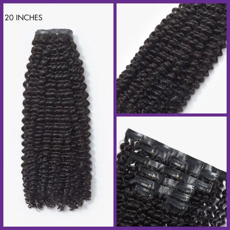 New Customers Only | Kinky Curly Seamless Clip in Extensions Human Hair with Free Gift - Image 6