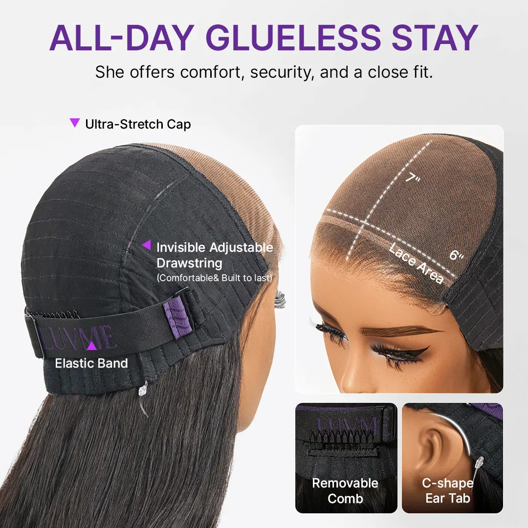 New Customers Only | Luvme All-Day Comfort Wig 180% / 250% Density Bone Straight with Baby Hair PartingMax Glueless 7x6 Closure HD Lace Wig Pre-Cut Lace - Image 12