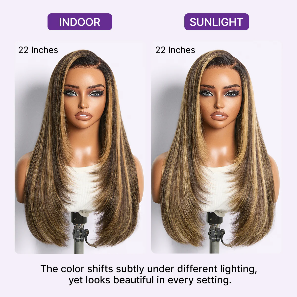 New Customers Only | Luvme All-Day Comfort Wig 180% Density Blonde Highlight Butterfly Cut Layered Light Yaki Straight Glueless 7x6 Closure HD Lace Wig Pre-Cut Lace - Image 11