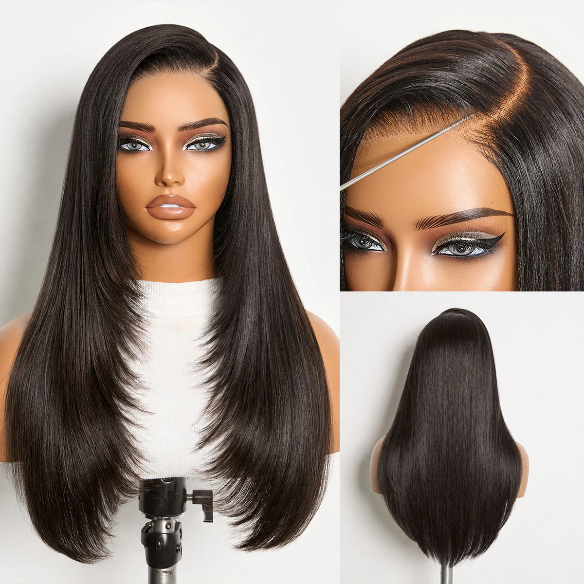 New Customers Only | Luvme All-Day Comfort Wig 180% Density Blonde Highlight Butterfly Cut Layered Light Yaki Straight Glueless 7x6 Closure HD Lace Wig Pre-Cut Lace - Image 14