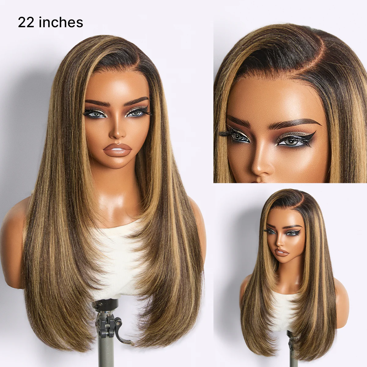 New Customers Only | Luvme All-Day Comfort Wig 180% Density Blonde Highlight Butterfly Cut Layered Light Yaki Straight Glueless 7x6 Closure HD Lace Wig Pre-Cut Lace - Image 3