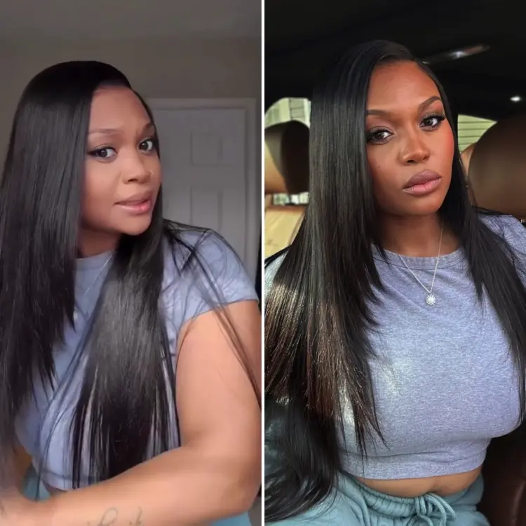 New Customers Only | Luvme All-Day Comfort™ Wig Layered Light Yaki Straight Glueless 7x6 Closure HD Lace Human Hair Wig Pre-Cut Lace