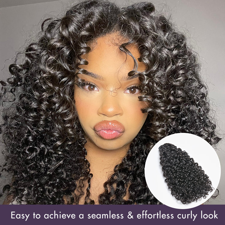 New Customers Only | Messy Burmese Curly Seamless Clip in Extensions Human Hair with Free Gift - Image 3