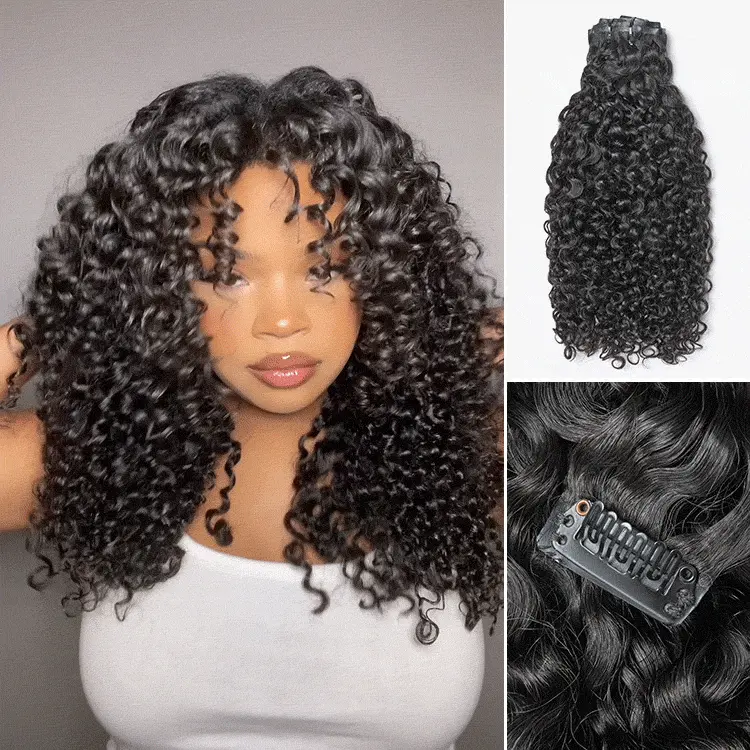 New Customers Only | Messy Burmese Curly Seamless Clip in Extensions Human Hair with Free Gift - Image 9