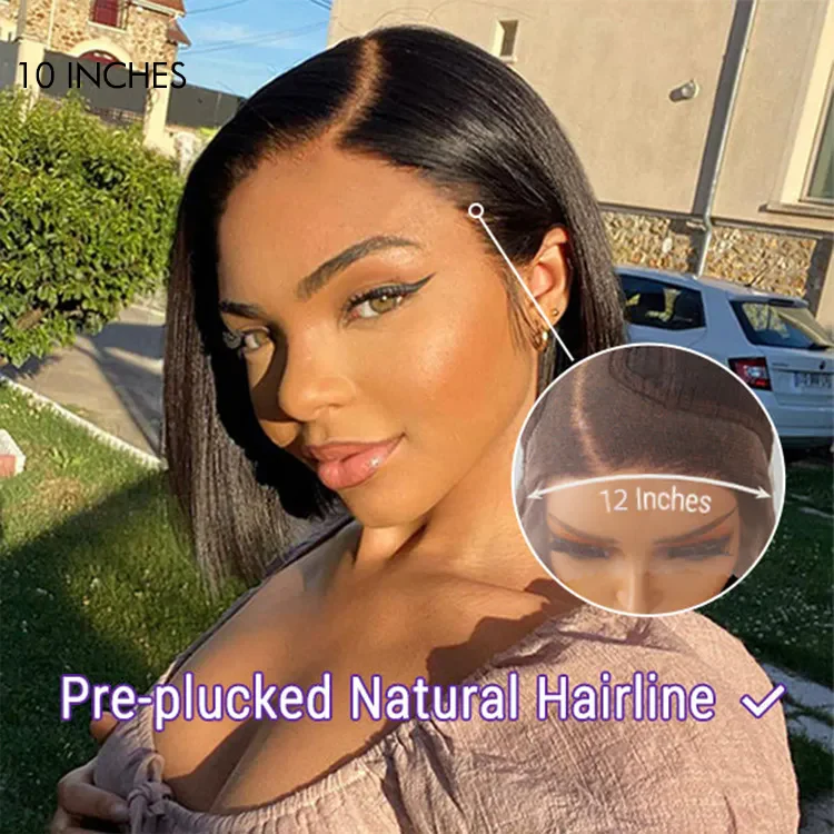 New Customers Only | PreMax Wigs - Natural Black / Blonde Highlight C Part Glueless Lace Front Bob Wig - Image 5