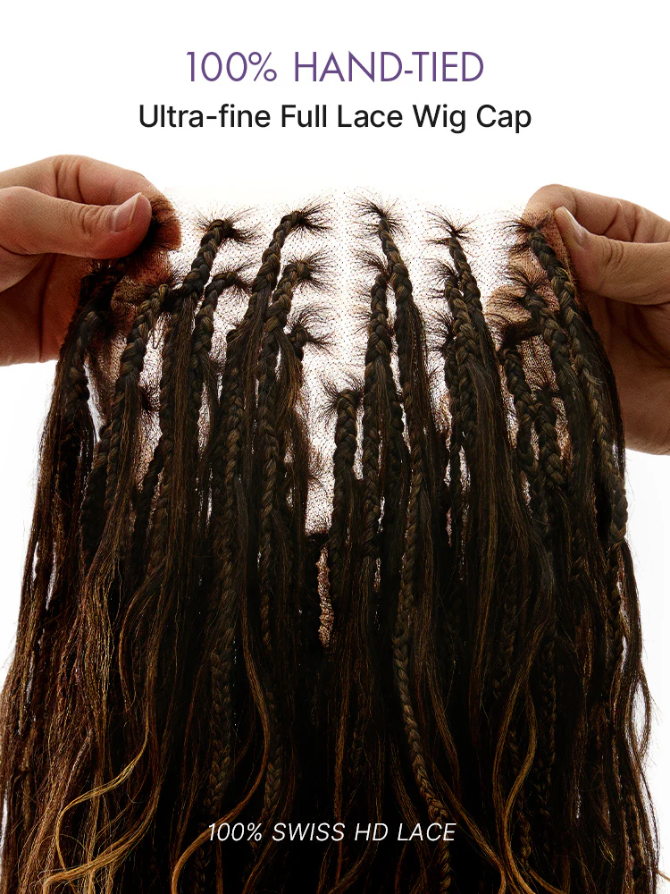 New Customers Only | OwnScalp™ Ombre Honey Blonde French Curl Knotless Boho Braids HD Full Lace Long Wig Flexi Fit Invisi Drawstring Cap - US Only - Image 3