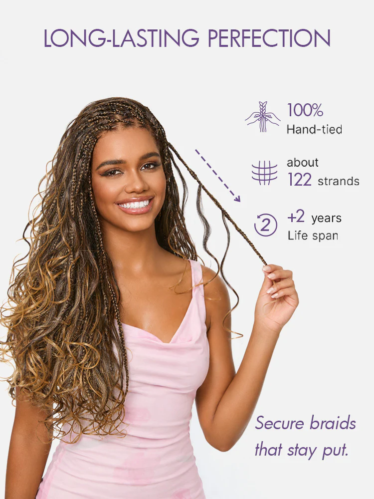 New Customers Only | OwnScalp™ Ombre Honey Blonde French Curl Knotless Boho Braids HD Full Lace Long Wig Flexi Fit Invisi Drawstring Cap - US Only - Image 7