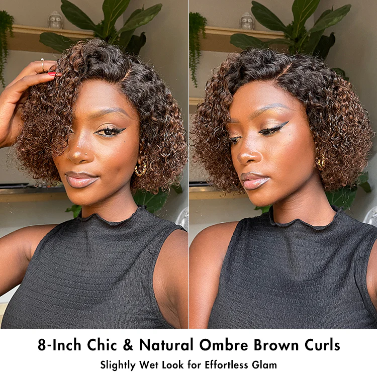 New Customers Only | Trendy Short Cut Curly Minimalist HD Lace Glueless Side Part Wig 100% Human Hair Pre-Cut Lace - Image 10