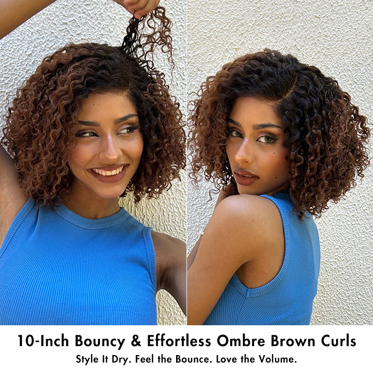 New Customers Only | Trendy Short Cut Curly Minimalist HD Lace Glueless Side Part Wig 100% Human Hair Pre-Cut Lace - Image 9