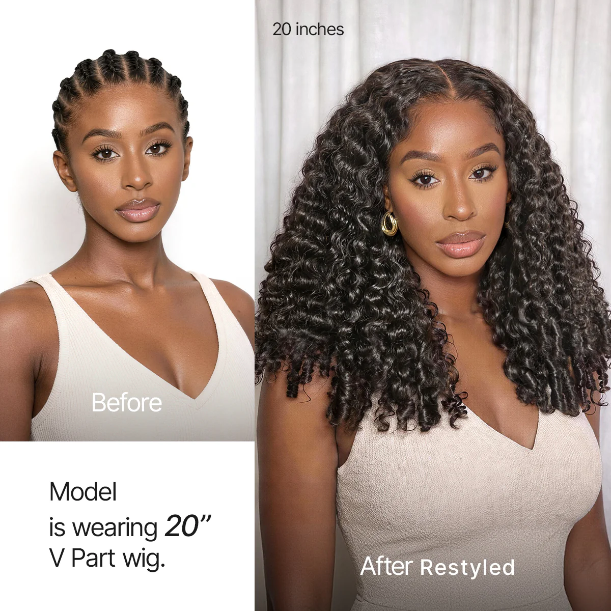 New Customers Only | True Scalp V Part 180% Density Burmese Curly Finger Coil Ends Glueless Human Hair Wig with Flexi-Fit Drawstring - Image 3