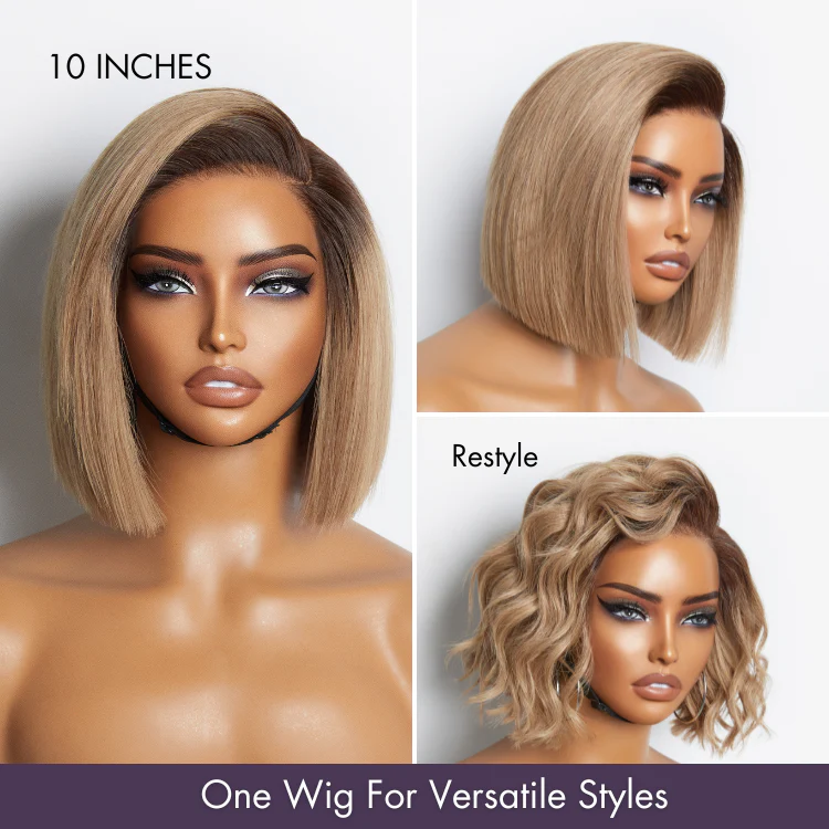 Ash Blonde Ombre Blunt Cut Bob Glueless Minimalist HD Lace Short Bob Wig Ready to Go Pre-Cut Lace - Image 5