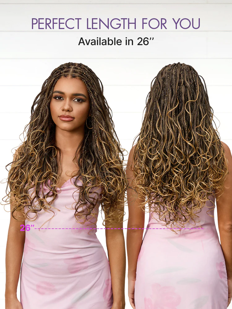 OwnScalp™Ombre Honey Blonde French Curl Knotless Boho Braids HD Full Lace Long Wig Flexi Fit Invisi Drawstring Cap - US Only - Image 10