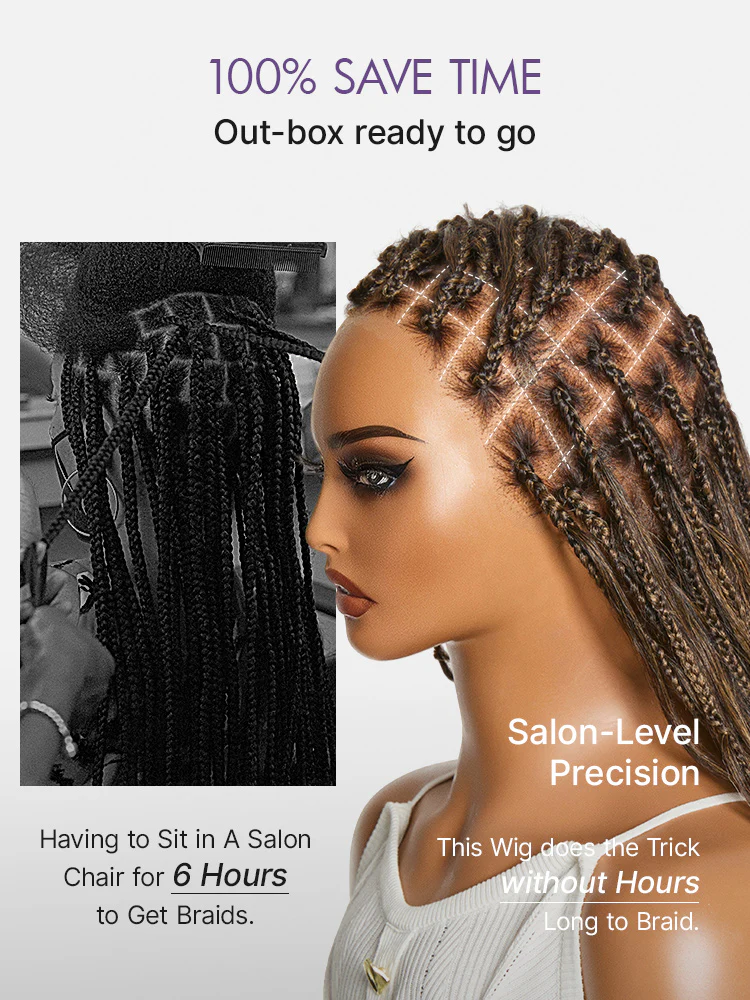 OwnScalp™Ombre Honey Blonde French Curl Knotless Boho Braids HD Full Lace Long Wig Flexi Fit Invisi Drawstring Cap - US Only - Image 5