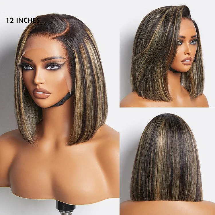 PreMax Wigs | Ombre Blonde Highlight Silky Straight Glueless Ear-to-ear Lace Bob Wig 100% Human Hair Pre-Cut Lace - Image 9